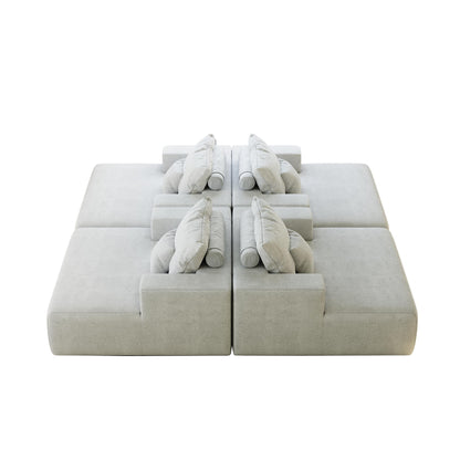 Divano letto singolo moderno beige da 55 pollici in ciniglia e spugna con cuscino per schienale per soggiorno