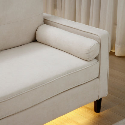 Divano a due posti in lino beige moderno da 57,87 pollici con luci a LED e 2 porte USB per soggiorno