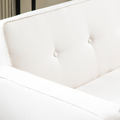 Divano letto futon convertibile beige moderno da 71,65 pollici a 3 posti con gambe in legno massello e cuscini per soggiorno