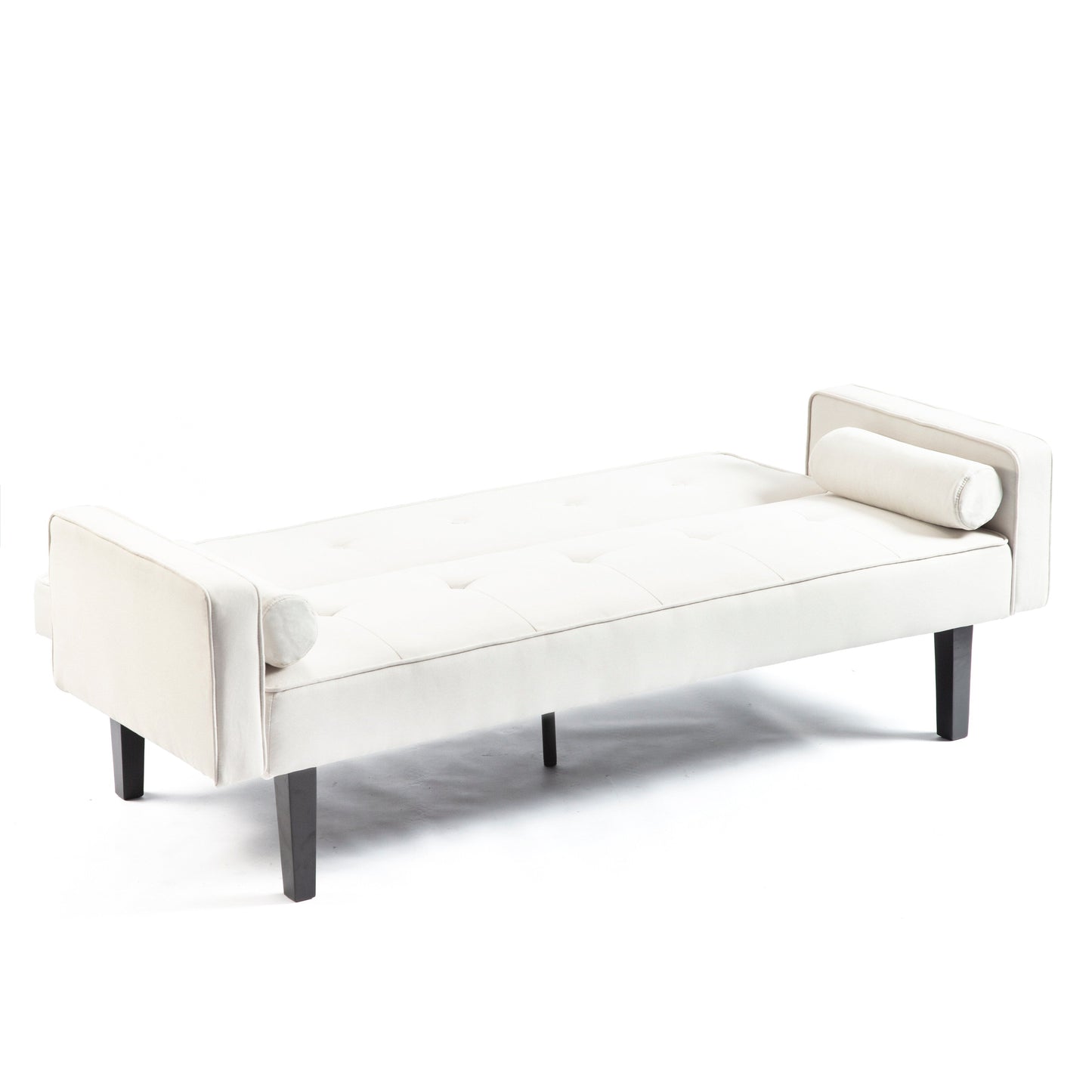 Divano letto futon convertibile beige moderno da 71,65 pollici a 3 posti con gambe in legno massello e cuscini per soggiorno