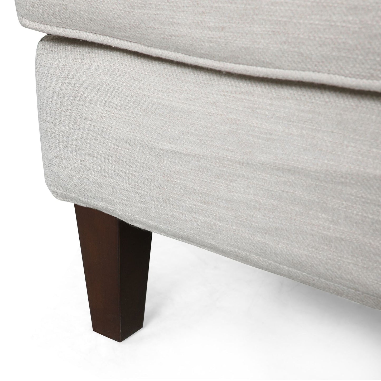 Divano moderno beige da 73,5 posti imbottito con cuscini e gambe in legno per soggiorno