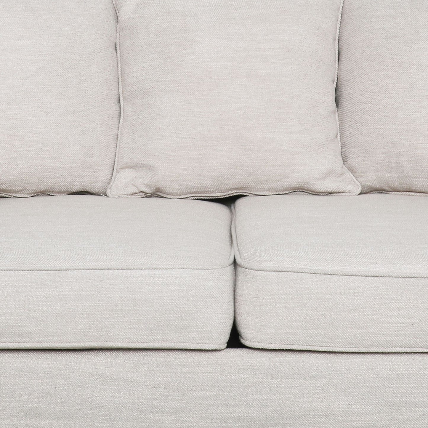 Divano moderno beige da 73,5 posti imbottito con cuscini e gambe in legno per soggiorno