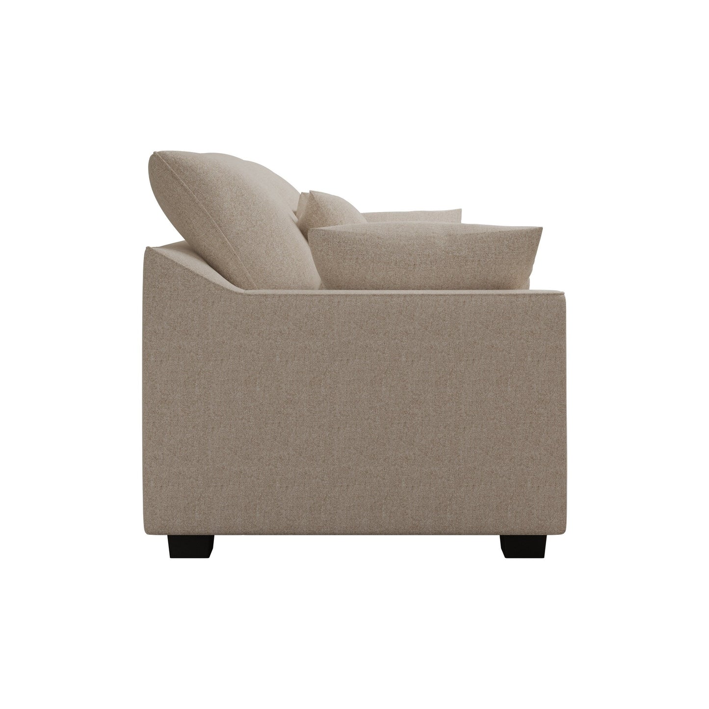 Divano moderno beige 78,7 in poliestere a 3 posti con cuscini e gambe in legno massello per soggiorno