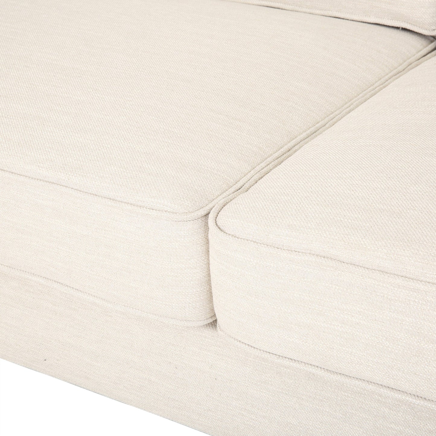 Divano moderno beige da 82,5 posti con gambe in legno di betulla e cuscini laterali per soggiorno