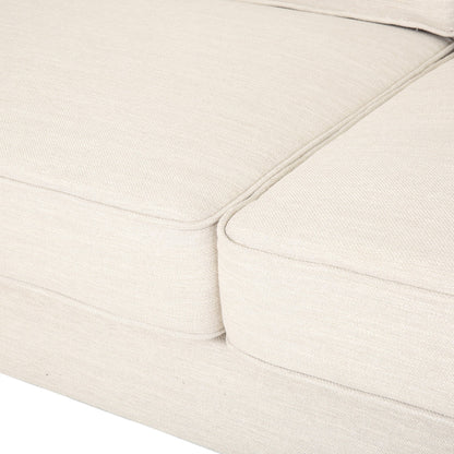 Divano moderno beige da 82,5 posti con gambe in legno di betulla e cuscini laterali per soggiorno