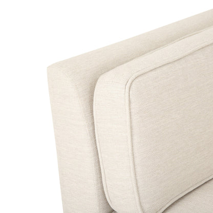 Divano moderno beige da 82,5 posti con gambe in legno di betulla e cuscini laterali per soggiorno