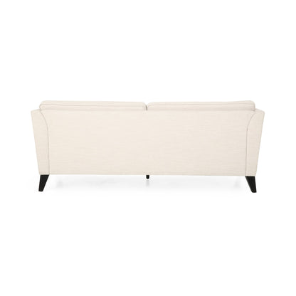 Divano moderno beige da 82,5 posti con gambe in legno di betulla e cuscini laterali per soggiorno