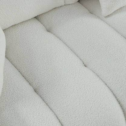 Divano moderno beige da 82 posti in tessuto con struttura in legno massello, cuscini in schiuma ad alta resilienza e 3 cuscini per lo schienale