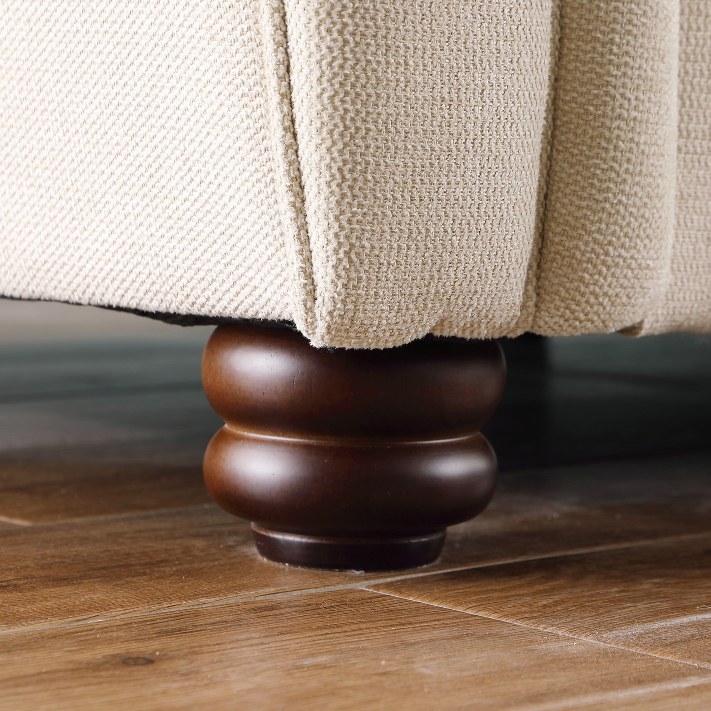 Divano moderno beige 84.6 in ciniglia a 3 posti con braccioli arrotolati e struttura in legno massello per soggiorno