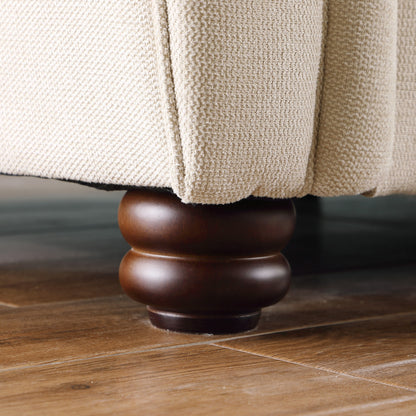 Divano moderno beige 84.6 in ciniglia a 3 posti con braccioli arrotolati e struttura in legno massello per soggiorno