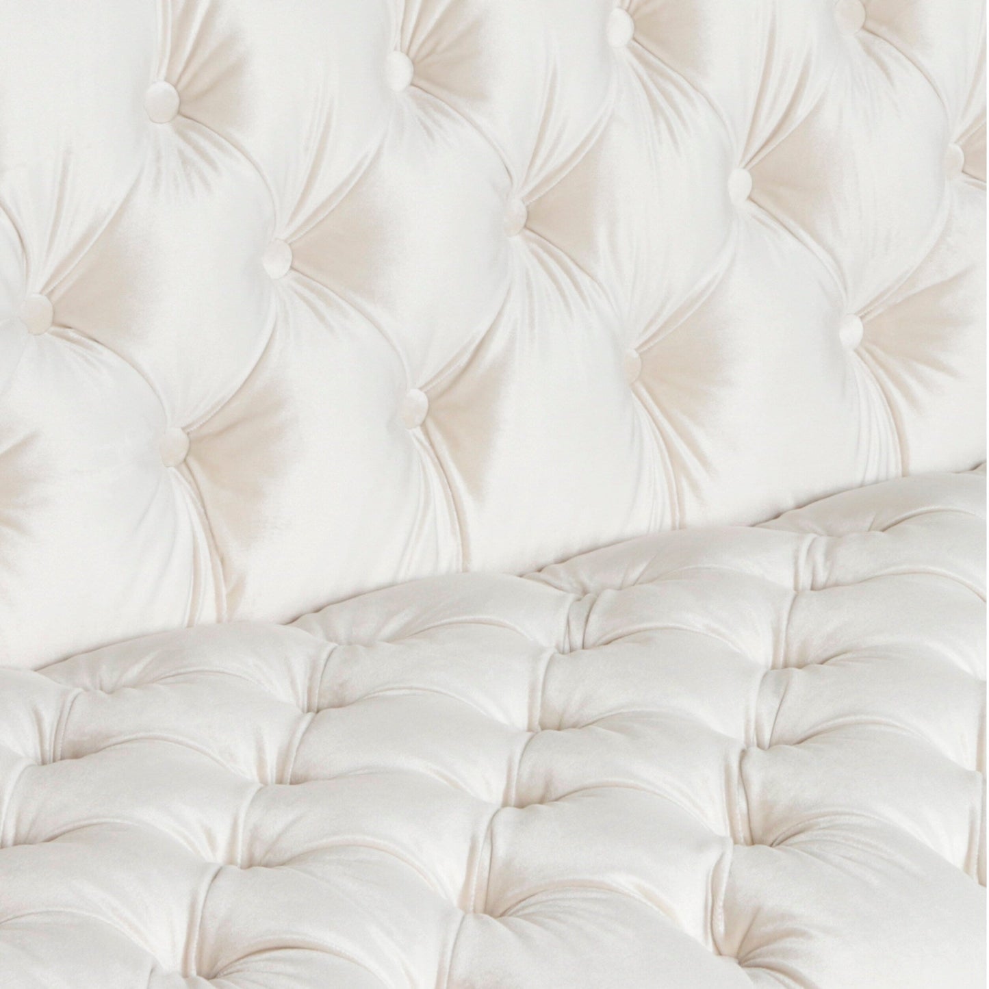 Divano moderno beige 86,75 in similpelle con bottoni, trapuntato, gambe in ferro lisce a forma di T per soggiorno