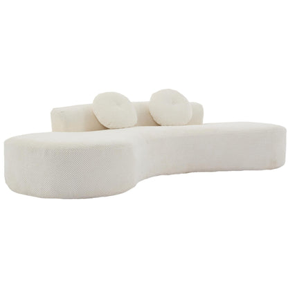 Divano moderno minimalista beige 105,5 in velluto a coste curvo con 2 cuscini, non richiede montaggio
