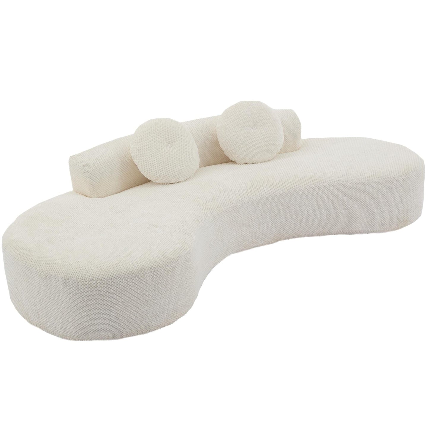 Divano moderno minimalista beige 105,5 in velluto a coste curvo con 2 cuscini, non richiede montaggio