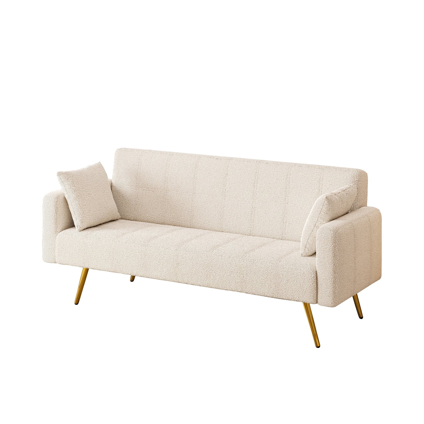 Divano letto pieghevole multifunzionale beige con gambe in metallo e cuscino