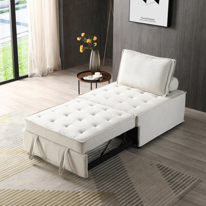 Divano letto estraibile beige con schienale regolabile