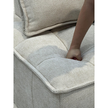 Set di divani modulari quadrati in ciniglia beige oversize da 3 pezzi con cuscini in schiuma ad alta densità, combinazione libera