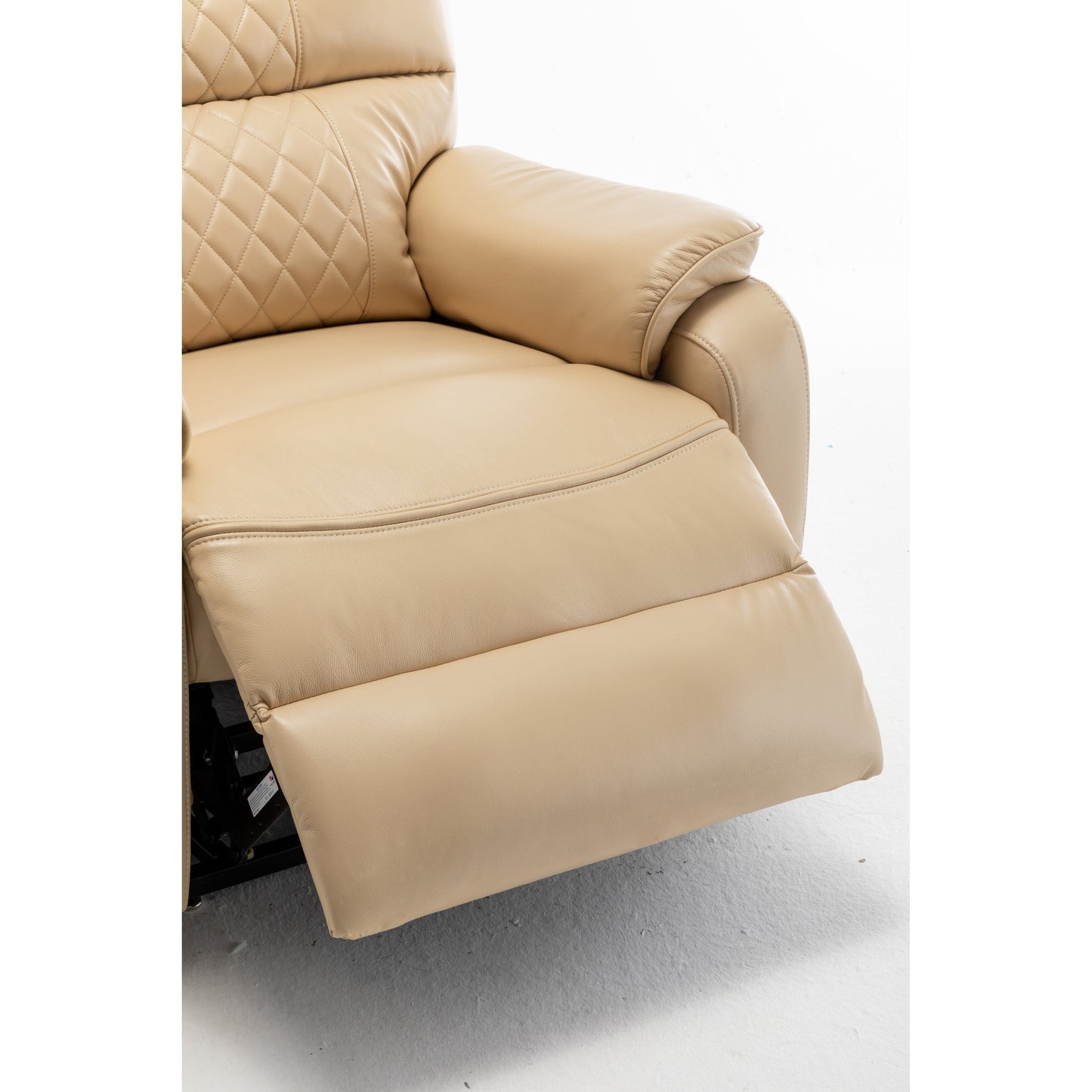 Poltrona reclinabile elettrica oversize beige con motore OKIN, funzione di reclinazione a 180°, seduta extra larga e tasche laterali portaoggetti