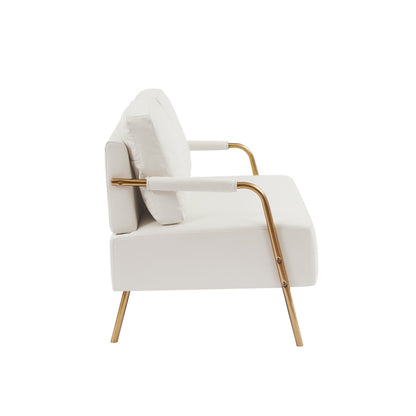 Divano a due posti in tessuto beige adatto agli animali domestici con cuscino rimovibile