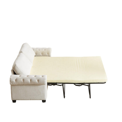 Divano letto trasformabile a 3 posti in poliestere beige