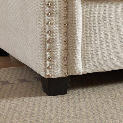 Divano letto trasformabile a 3 posti in poliestere beige