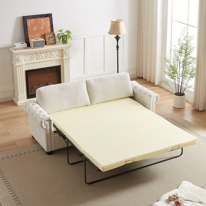Divano letto trasformabile a 3 posti in poliestere beige