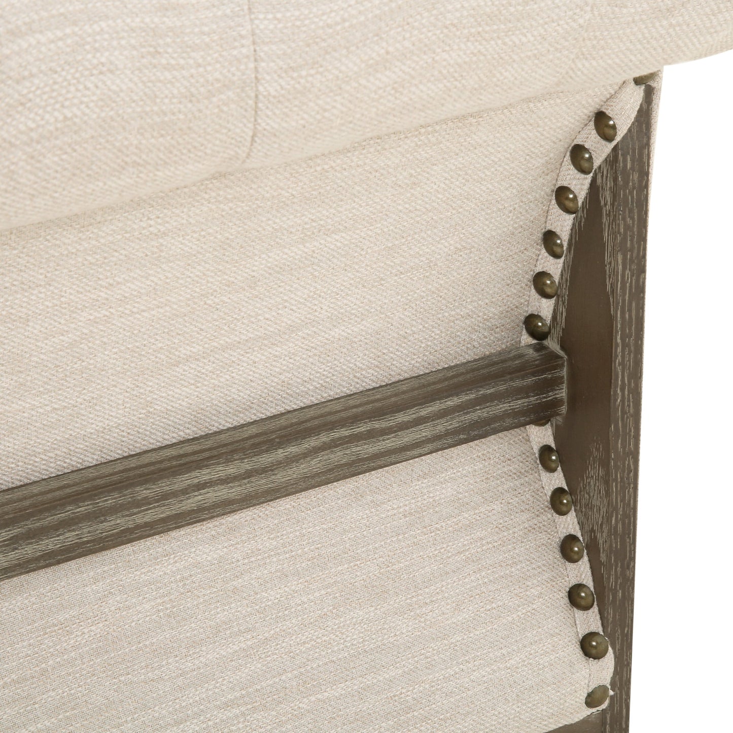 Divano Chesterfield 85.5 in stile retrò beige con bottoni trapuntati e gambe in legno per soggiorno