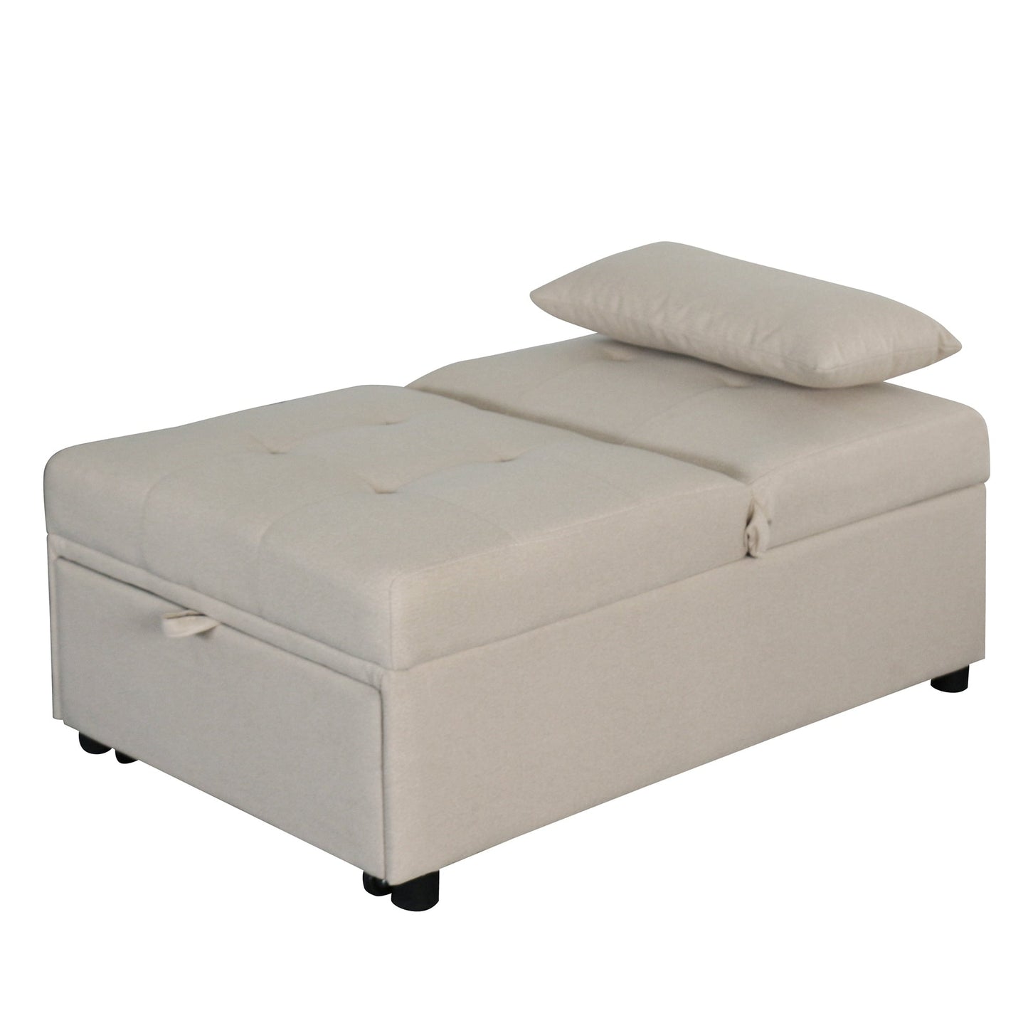 Divano letto singolo pieghevole beige con schienale regolabile