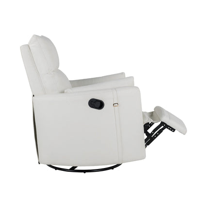 Poltrona reclinabile girevole beige con regolazione manuale, rotazione di 360° e due cuscini rimovibili