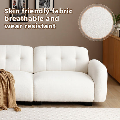 Divano Teddy beige a 3 posti con gambe in legno