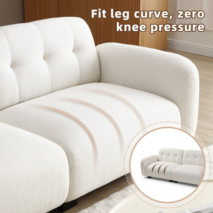 Divano Teddy beige a 3 posti con gambe in legno