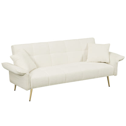 Divano letto futon convertibile in pile beige