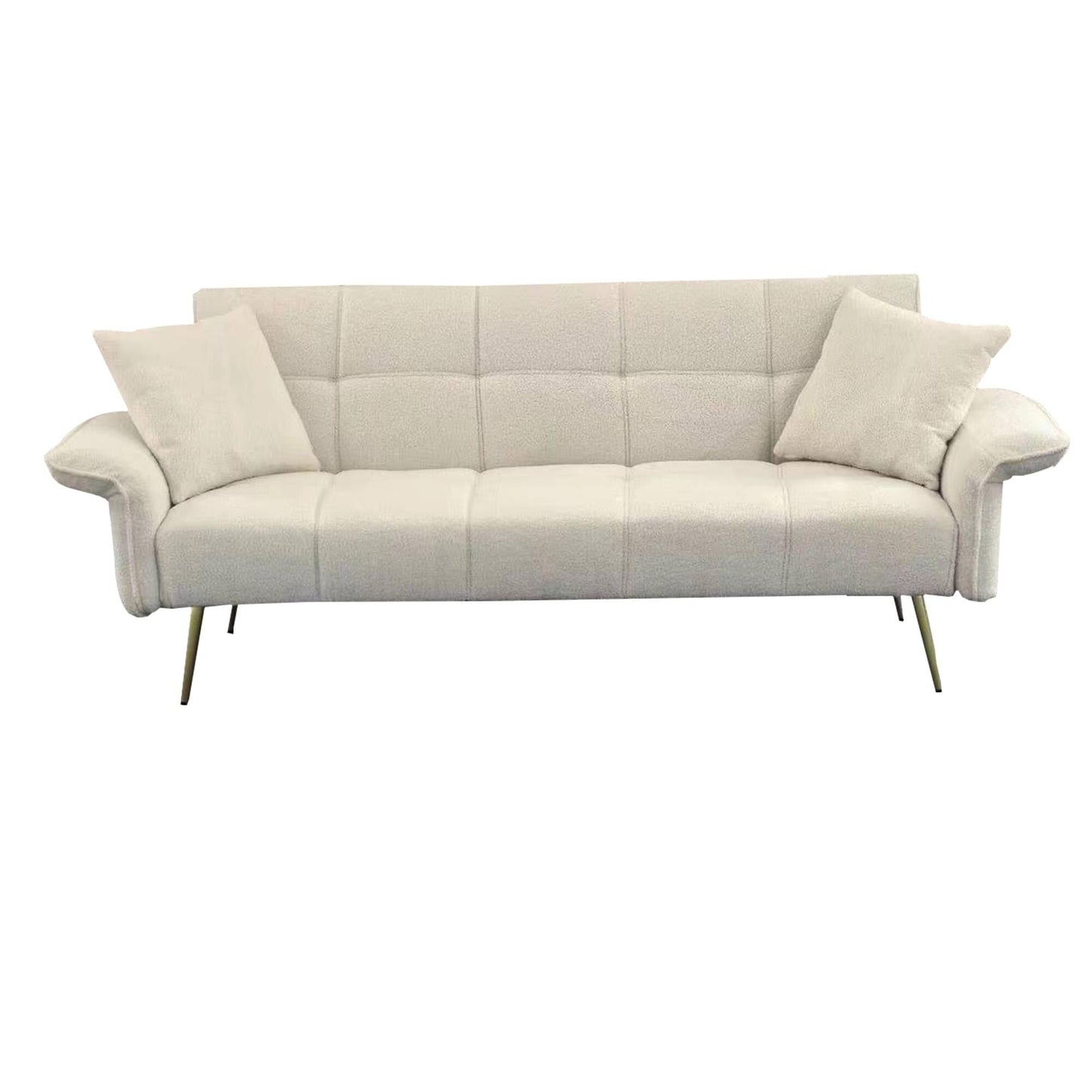 Divano letto futon convertibile in pile beige