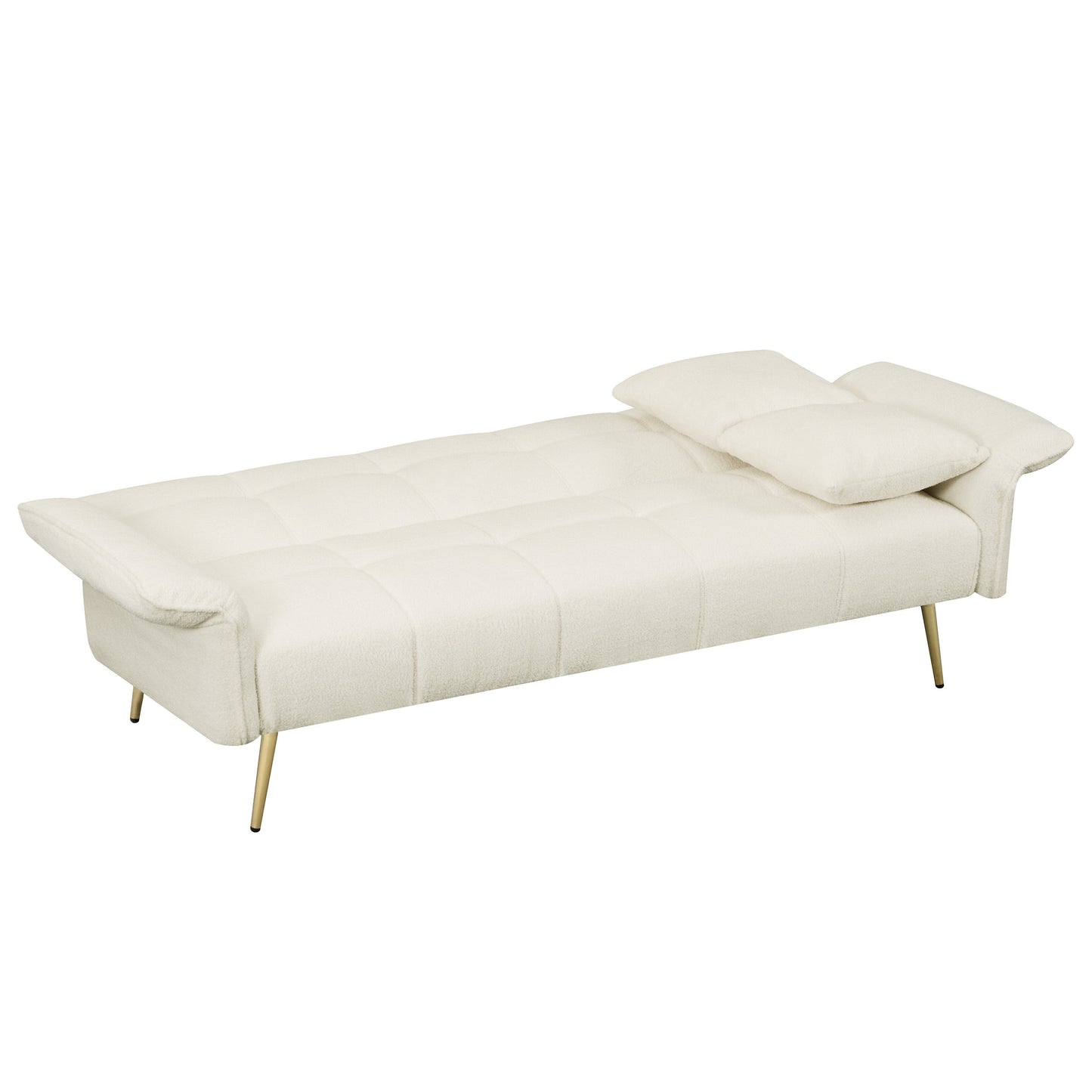 Divano letto futon convertibile in pile beige