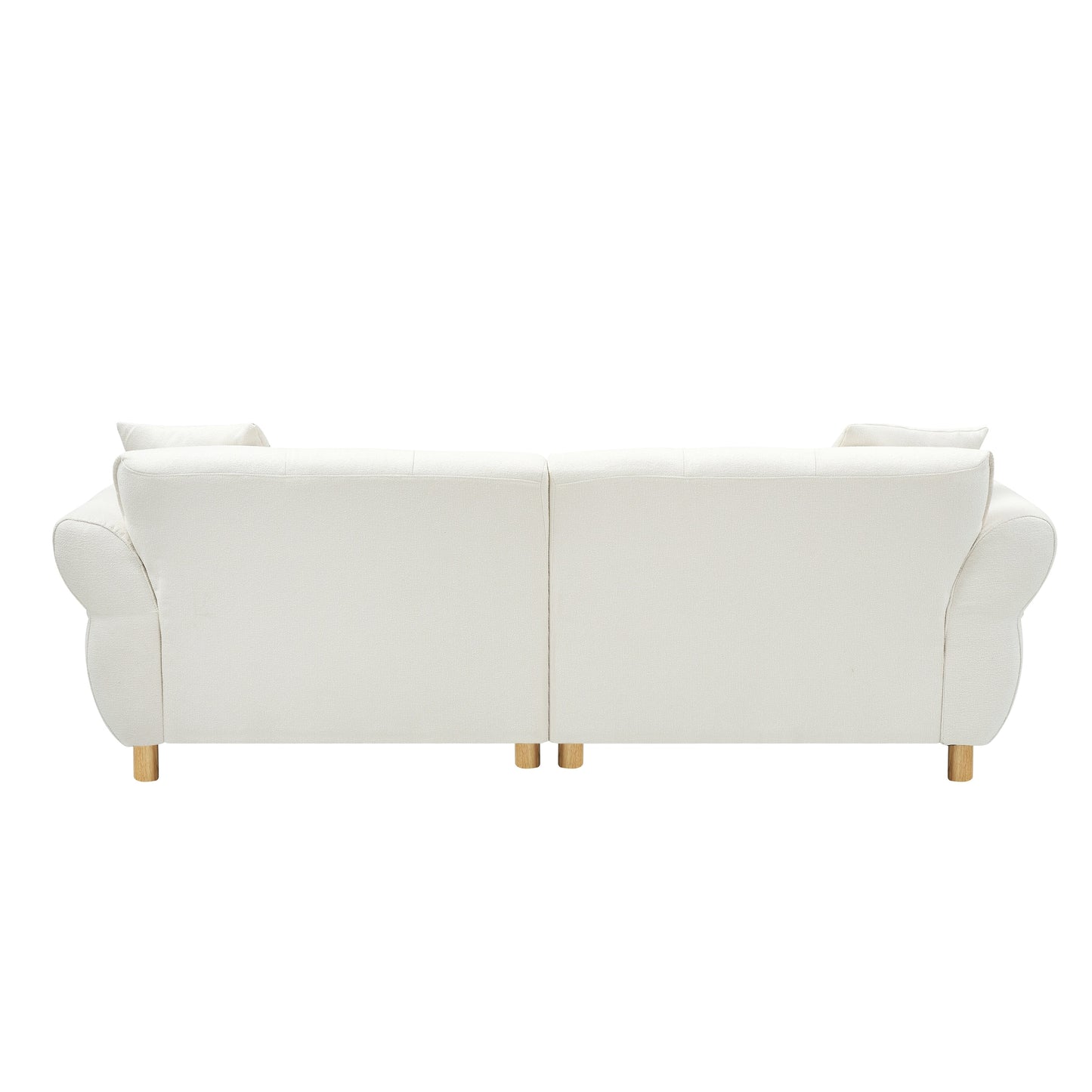 Divano imbottito beige Teddy a 3 posti con cuscini coordinati