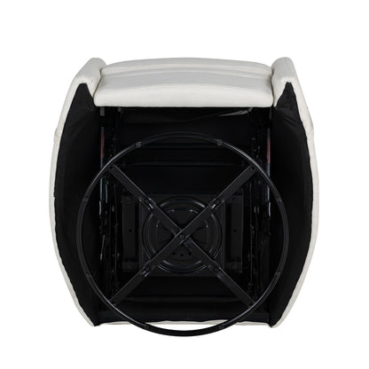 Poltrona reclinabile girevole imbottita beige con reclinazione manuale, rotazione a 360° e due cuscini rimovibili