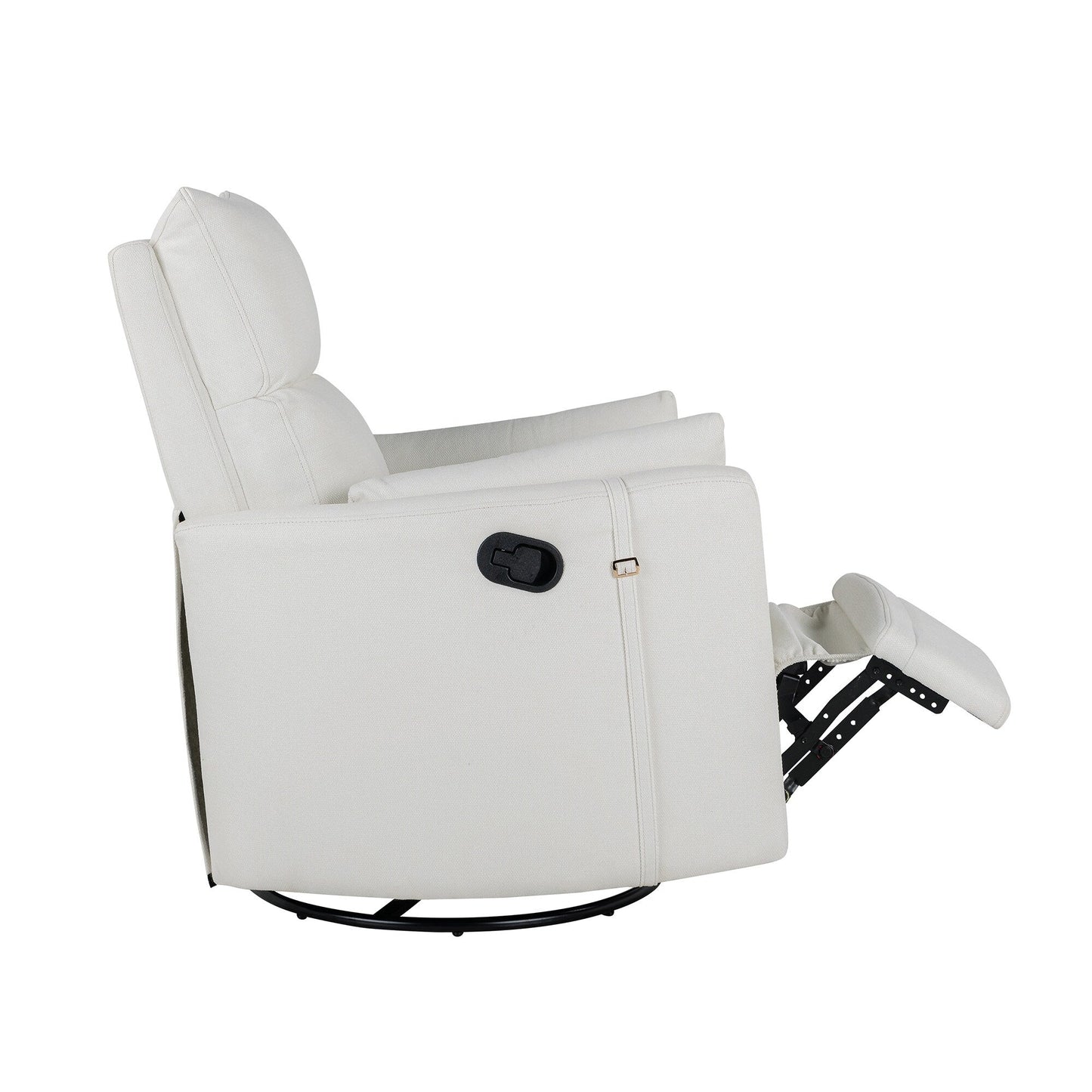 Poltrona reclinabile girevole imbottita beige con cuscini rimovibili