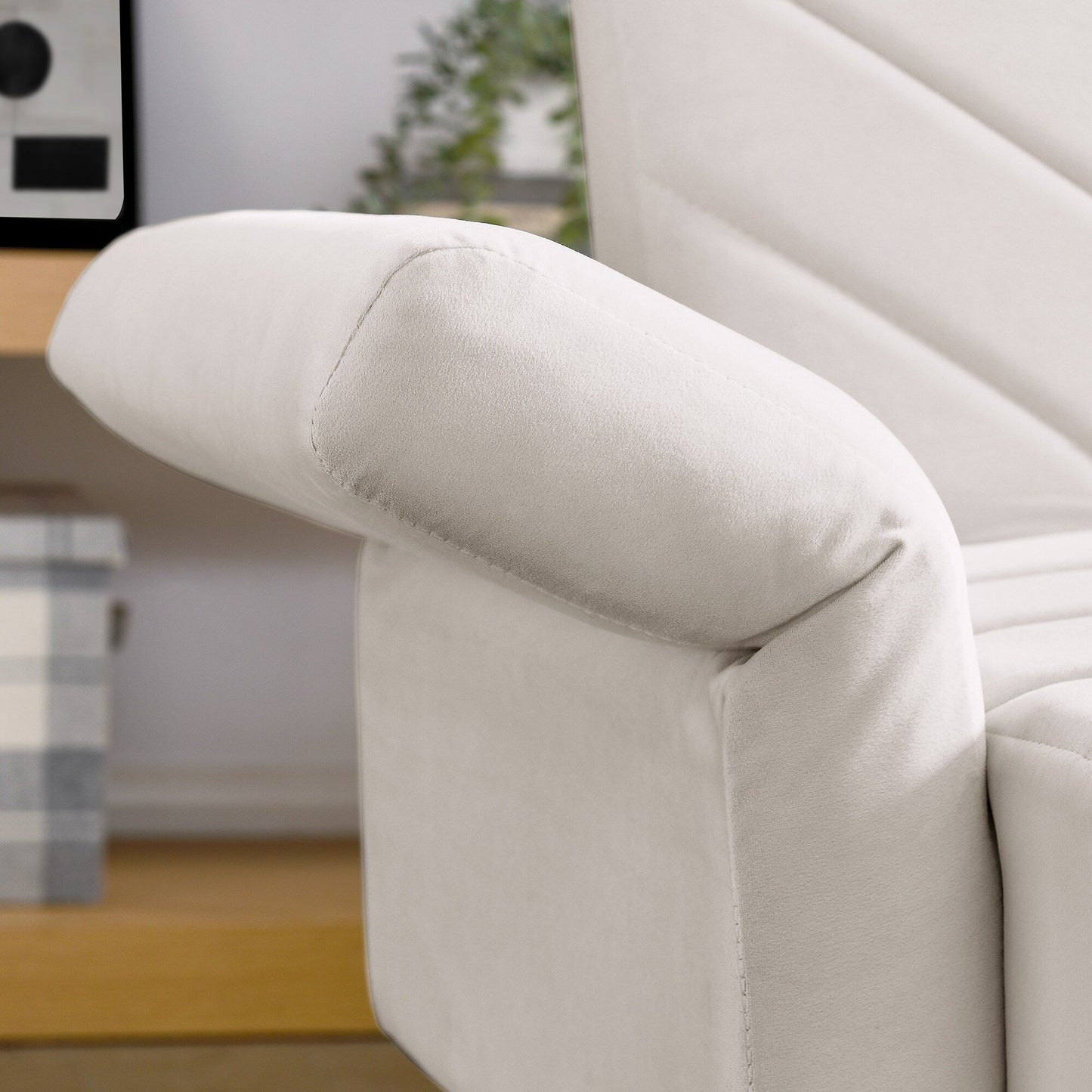 Divano letto futon convertibile in velluto beige trapuntato