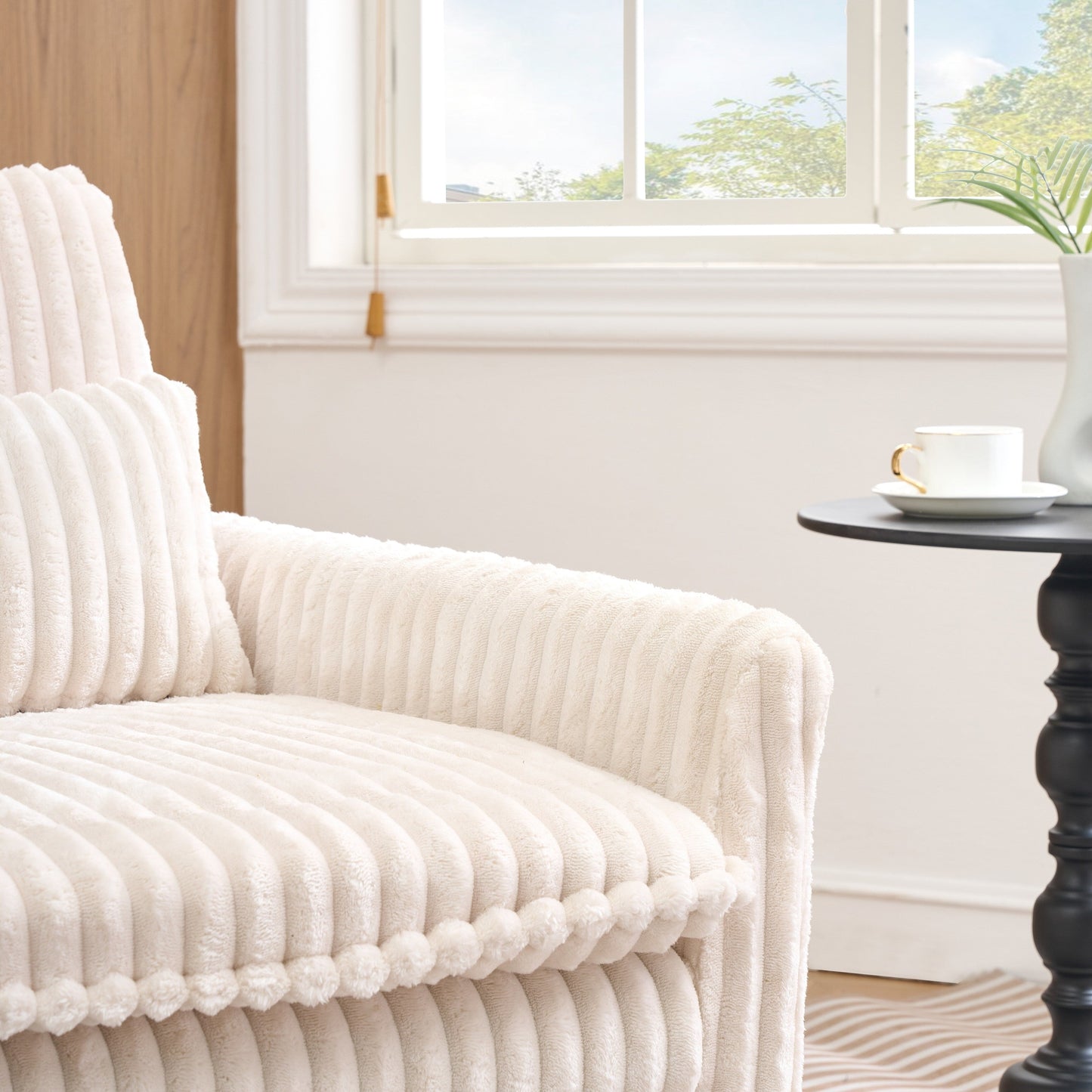 Comoda sedia beige per piccolo appartamento, camera da letto, balcone, divano letto piccolo, divano pigro, divano con cuscino