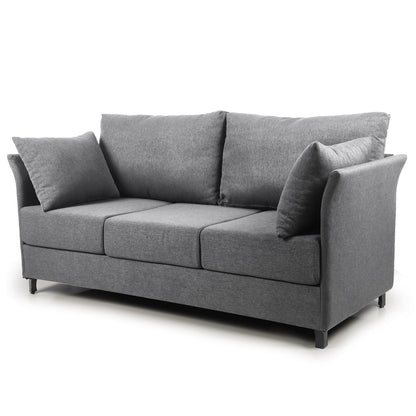 Divano staccabile a 3 posti in lino beige+grigio con struttura in metallo