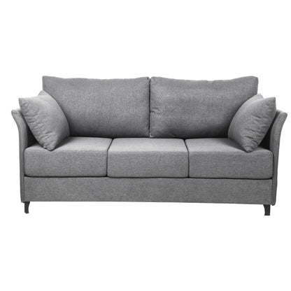 Divano staccabile a 3 posti in lino beige+grigio con struttura in metallo