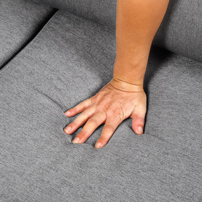 Divano moderno beige+grigio 65.55 in lino a 3 posti staccabile con struttura in metallo e cuscini per soggiorno