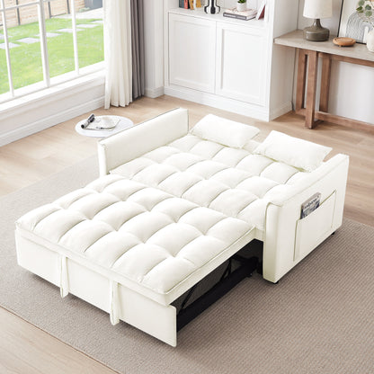 Divano letto trasformabile 3 in 1 moderno beige+bianco 55.1 con schienale regolabile e borsa portaoggetti per soggiorno