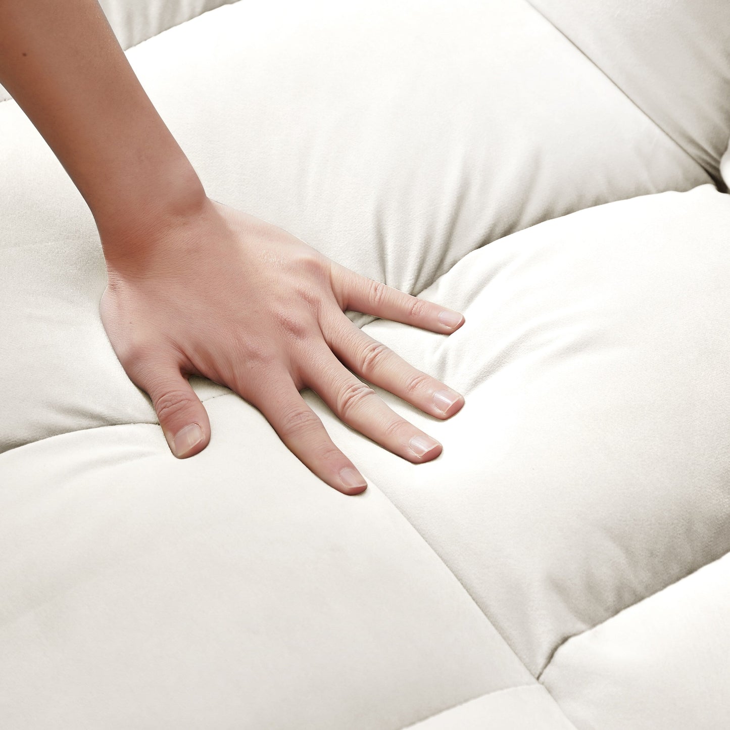 Divano letto trasformabile 3 in 1 moderno beige+bianco 55.1 con schienale regolabile e borsa portaoggetti per soggiorno