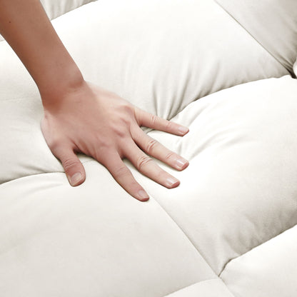 Divano letto trasformabile 3 in 1 moderno beige+bianco 55.1 con schienale regolabile e borsa portaoggetti per soggiorno