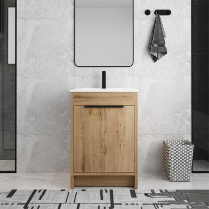 Beingnext 24/30/36 Mobile bagno con lavabo, mobile bagno indipendente con anta a chiusura ammortizzata e ripiano regolabile
