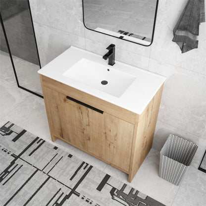 Beingnext 24/30/36 Mobile bagno con lavabo, mobile bagno indipendente con anta a chiusura ammortizzata e ripiano regolabile