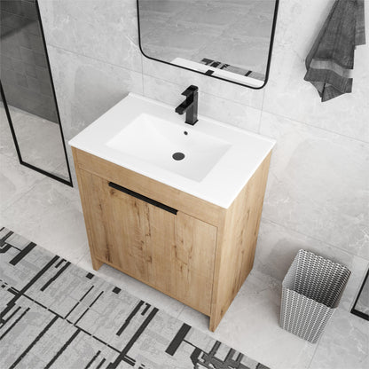 Beingnext 24/30/36 Mobile bagno con lavabo, mobile bagno indipendente con anta a chiusura ammortizzata e ripiano regolabile