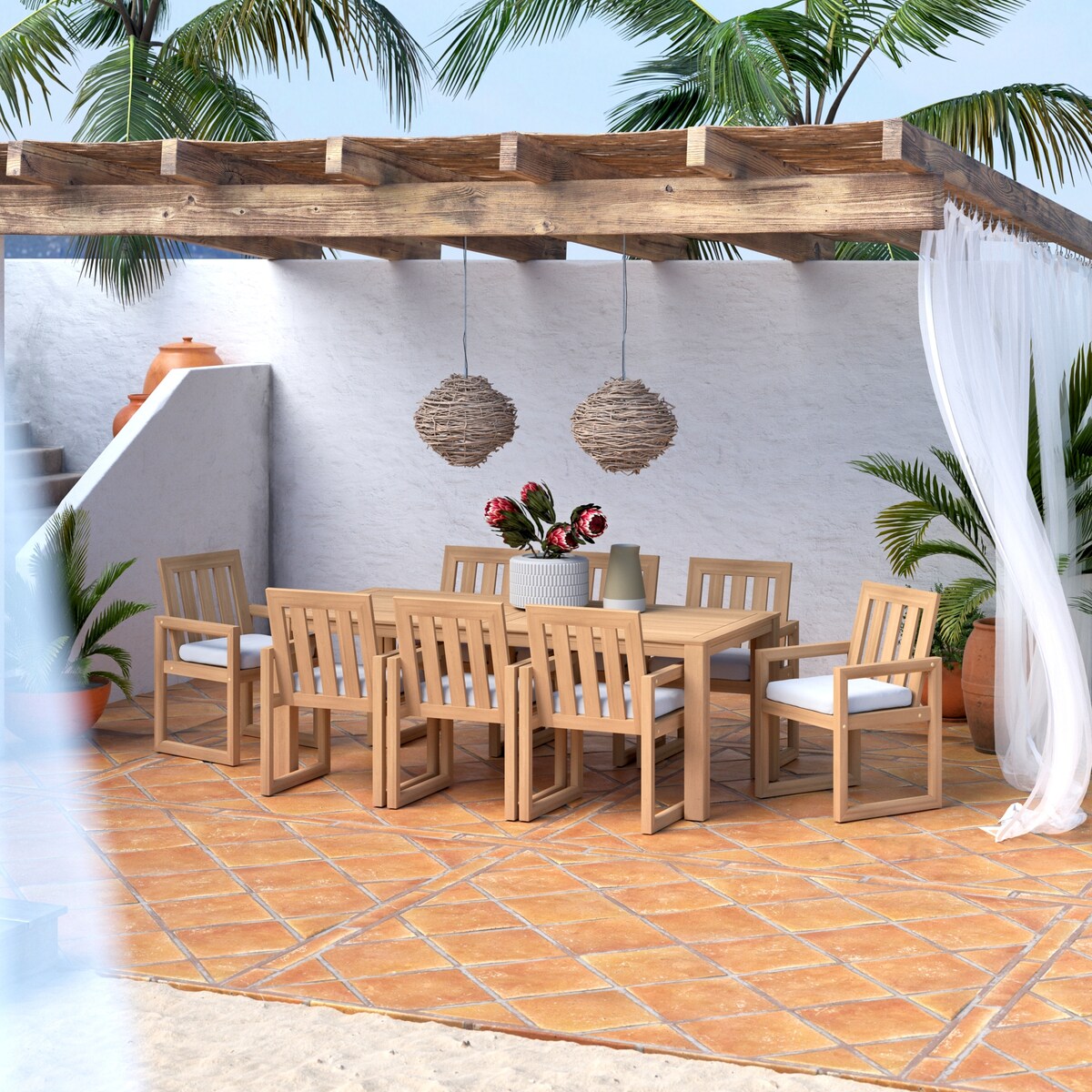 Set da pranzo per esterni Benson Sunbrella da 9 pezzi