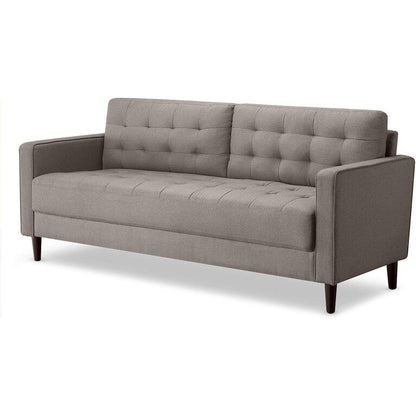 Divano Benton, cuscini trapuntati a griglia, montaggio facile e senza attrezzi, grigio pietra