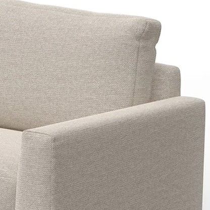 Divano Bery, base moderna in legno massello di pino, poliestere beige chiaro